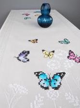 DIY Vervaco Butterfly Dance Spring Stamped Cross Stitch Table Runner Scarf Kit