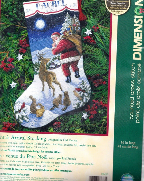 DIY Dimensions Santas Arrival Christmas Counted Cross Stitch Stocking Kit 8683