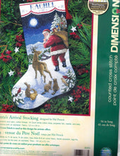Load image into Gallery viewer, DIY Pkg Worn Santas Arrival Christmas Counted Cross Stitch Stocking Kit 8683