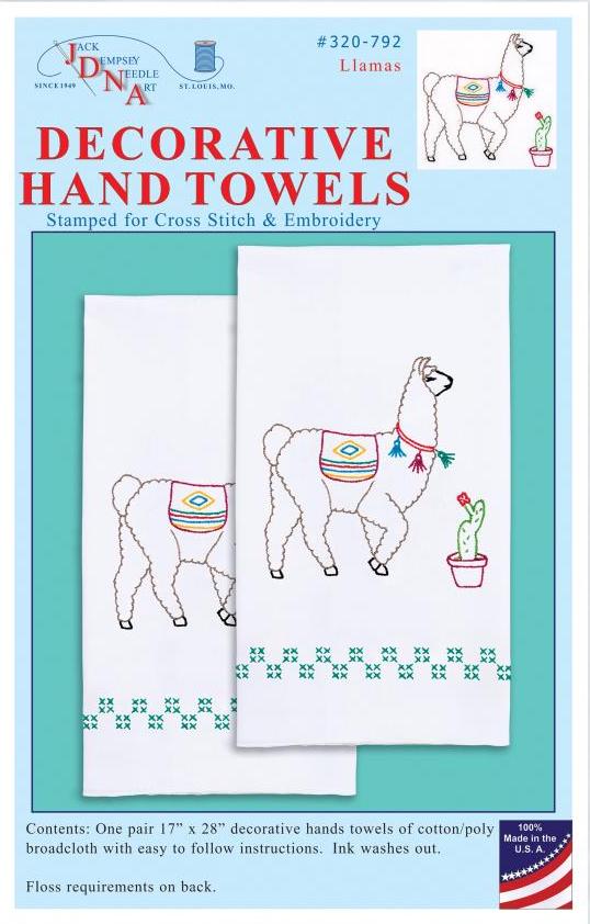 DIY Jack Dempsey Llamas Cactus Stamped Cross Stitch Guest Hand Towel Kit 320792