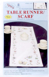 DIY Dempsey Fluttering Butterflies Stamped Embroidery Table Runner Scarf Kit