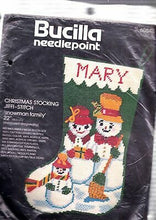 Load image into Gallery viewer, DIY Bucilla Snowman Family Chunky Christmas Needlepoint Stocking Kit 60546