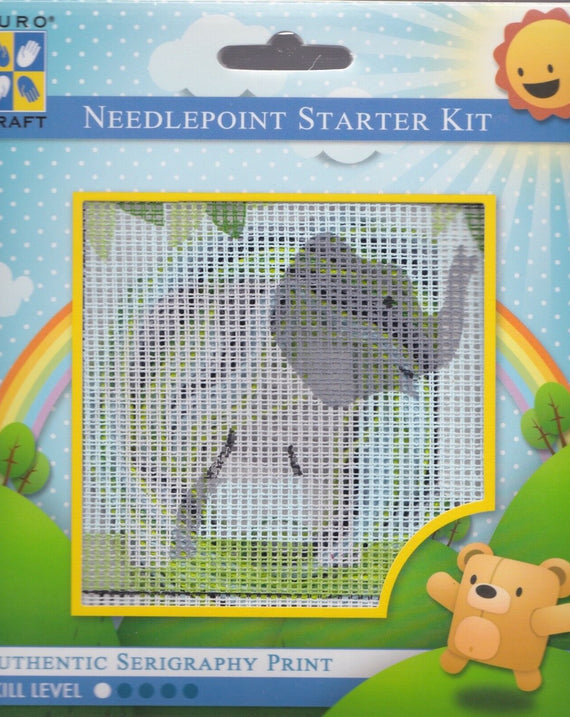 DIY NeedleArt World Trumpeting Elephant Beginner Needlepoint Kids Kit 4