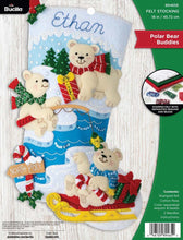 Load image into Gallery viewer, DIY Bucilla Polar Bear Buddies Fishing Sled Christmas Felt Stocking Kit 89465E