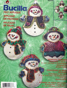DIY Bucilla Whimsical Snowmen Christmas Felt Sequin Ornaments Kit