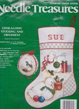 Load image into Gallery viewer, DIY Needle Treasures Geese a Layin Goose Counted Cross Stitch Stocking Kit 02816