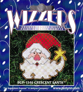 DIY Wizzers Crescent Santa Christmas Counted Cross Stitch Ornament Kit
