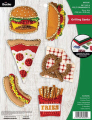 DIY Bucilla Grilling Santa Fast Food Christmas Holiday Felt Ornament Kit 89302E