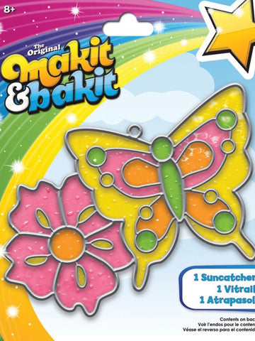 DIY Makit & Bakit Butterfly Flower Stained Glass Suncatcher Kit Kids Craft