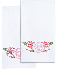 Load image into Gallery viewer, DIY Jack Dempsey Rose Flower Spring Stamped Cross Stitch Guest Hand Towel Kit