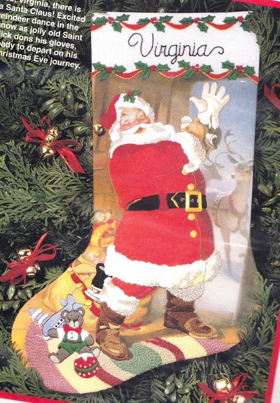 DIY Dimensions Saint Nicholas Christmas Eve Santa Toys Crewel Stocking Kit 8077