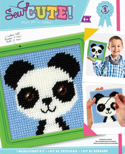 DIY Sew Cute Panda Bear Kids Beginner Starter Needlepoint Kit with Frame 6