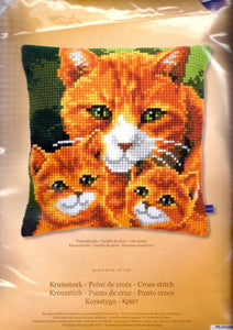 DIY Vervaco Cats Family Chunky Cross Stitch Needlepoint 16" Pillow Top Kit