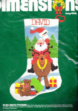 Load image into Gallery viewer, DIY Dimensions Hi Ho Santa Reindeer Christmas Long Needlepoint Stocking Kit 9046