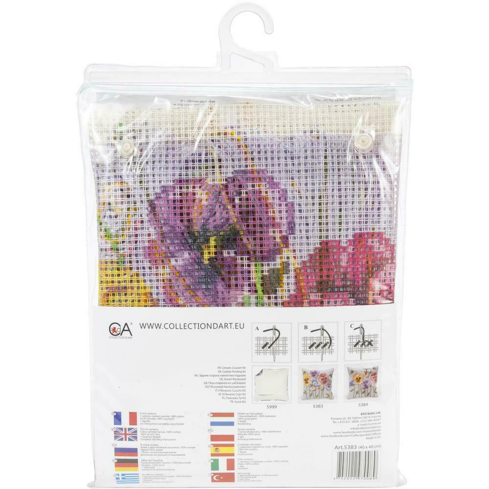 DIY Collection D'Art Pansies Flower Cross Stitch Needlepoint 16
