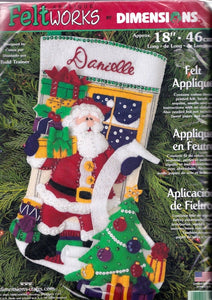 DIY Dimensions Santas List Christmas Eve Visit Holiday Felt Stocking Kit 8095