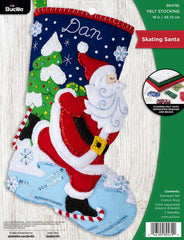 DIY Bucilla Skating Santa Ice Skate Winter Christmas Felt Stocking Kit 89479E