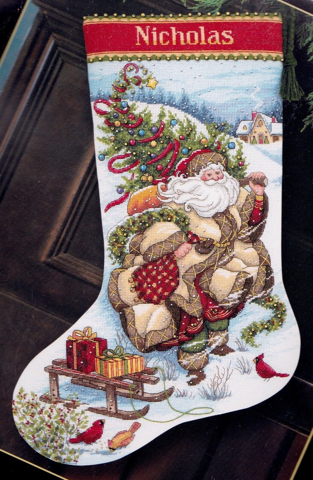 Janlynn Christmas Morning Stocking Counted Cross Stitch Kit 18 Long 14 Count
