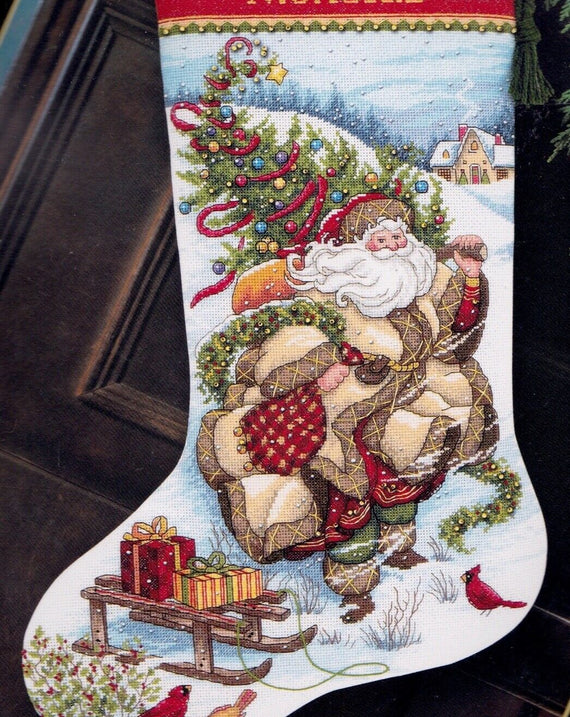 DIY Dimensions Santas Journey Christmas Counted Cross Stitch Stocking Kit 8752
