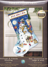 Load image into Gallery viewer, DIY Cracked Case Snowman &amp; Friends Counted Cross Stitch Stocking Kit 08839