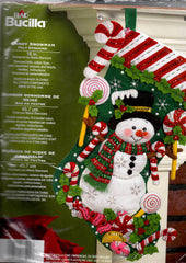 DIY Bucilla Candy Snowman Peppermint Holiday Christmas Felt Stocking Kit 86299