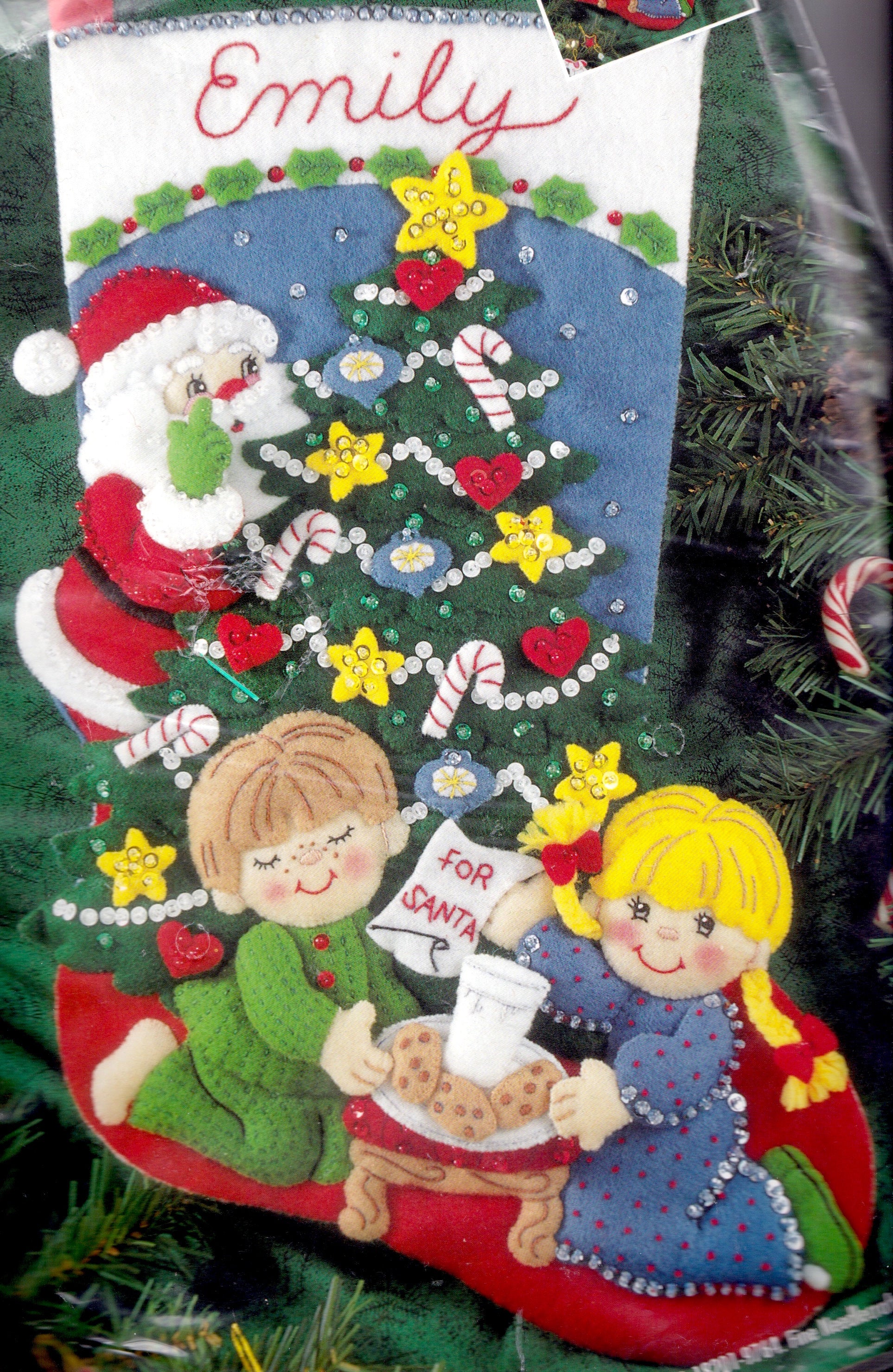 DIY Bucilla Cookies for Santa Christmas Eve Felt Applique' Stocking Kit 83391