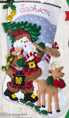 DIY Bucilla Lumberjack Santa Cutting Christmas Tree Felt Stocking Kit 89240E