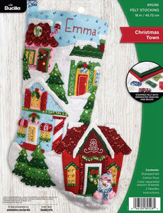 DIY Bucilla Christmas Town Snowy Village House Holiday Felt Stocking Kit 89528E