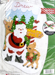 DIY Bucilla North Pole Santa Deer Snow Christmas Eve Felt Stocking Kit 89228E