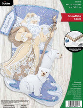 Load image into Gallery viewer, DIY Bucilla Snowflake Santa Polar Bears Christmas Felt Stocking Kit 89257E