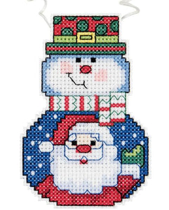 DIY Wizzers Snowman with Santa Christmas Canvas Cross Stitch Ornament Kit