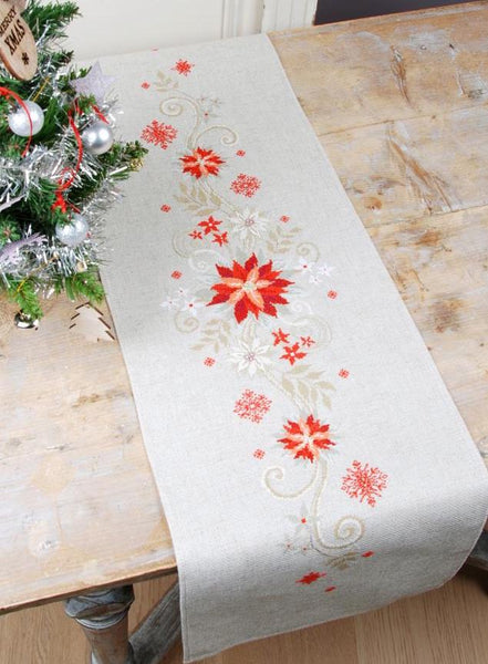 VERVACO 0150998 Chemin De Table Poinsettias Broderie Point DE