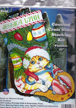 Load image into Gallery viewer, DIY Design Works Kitten Cat Christmas Counted Cross Stitch Stocking Kit 5198