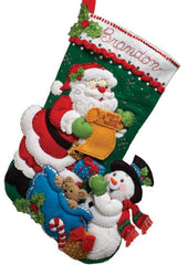 DIY Bucilla Santas List Snowman Christmas Eve Felt Stocking Kit