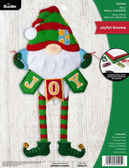 DIY Bucilla Joyful Gnome Christmas Elf Holiday Felt Wall Hanging Kit 89495E