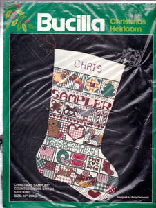DIY Bucilla Country Christmas Sampler Counted Cross Stitch Stocking Kit 82433