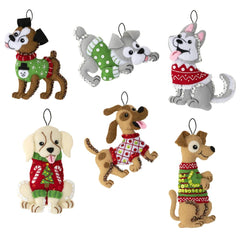 DIY Bucilla Dogs in Ugly Sweaters Puppies Christmas Tree Ornament Kit 89295E