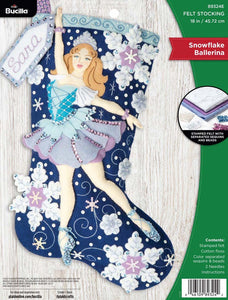 DIY Bucilla Snowflake Ballerina Ballet Dancer Christmas Felt Stocking Kit 89324E