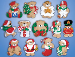 DIY Design Works Lotsa Bears Christmas Holiday Felt Tree Ornament Kit 5394