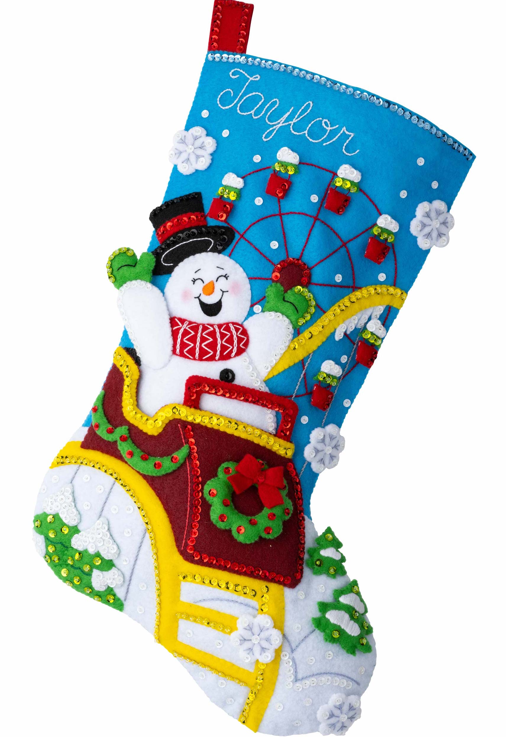 DIY Bucilla Polar Coaster Ride Snowman Christmas Felt Stocking Kit 89484E