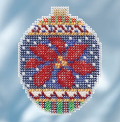DIY Mill Hill Christmas Poinsettia Flower Bulb Bead Cross Stitch Ornament Kit