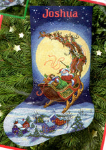 Load image into Gallery viewer, DIY Dimensions Here Comes Santa Counted Cross Stitch Stocking Kit 8492 7961