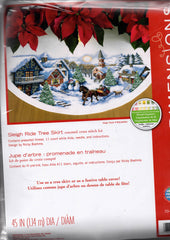 DIY Dimensions Sleigh Ride Christmas Counted Cross Stitch Tree Skirt Kit 08830