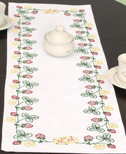 Load image into Gallery viewer, DIY Jack Dempsey Strawberries Garden Stamped Cross Stitch Table Runner Scarf Kit