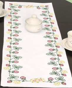 DIY Jack Dempsey Strawberries Garden Stamped Cross Stitch Table Runner Scarf Kit