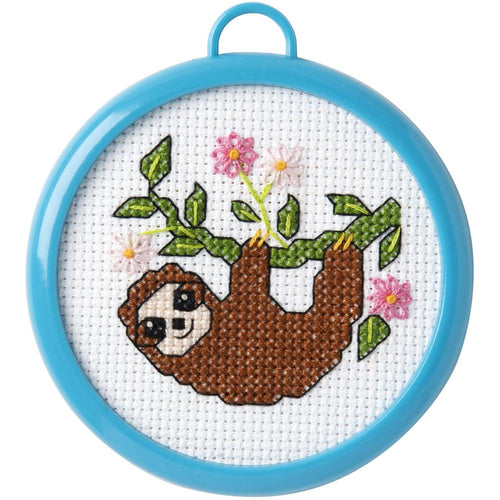 DIY Bucilla Sloth Jungle Animal Kids Beginner Counted Cross Stitch Kit Craft