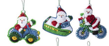 Load image into Gallery viewer, DIY Bucilla Santa on the Go Travel Christmas Felt Tree Ornament Kit 89281E