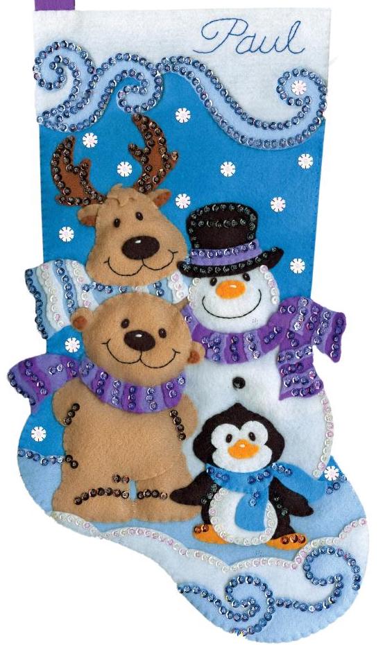DIY Design Works Winter Friends Snowman Penguin Christmas Felt Stocking Kit 5260