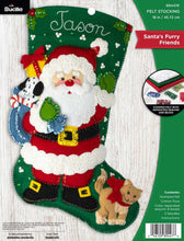 Load image into Gallery viewer, DIY Bucilla Santas Furry Friends Cat Dog Pets Christmas Felt Stocking Kit 89447E