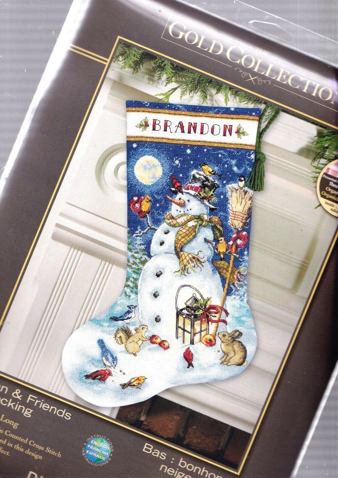 DIY Cracked Case Snowman & Friends Counted Cross Stitch Stocking Kit 08839